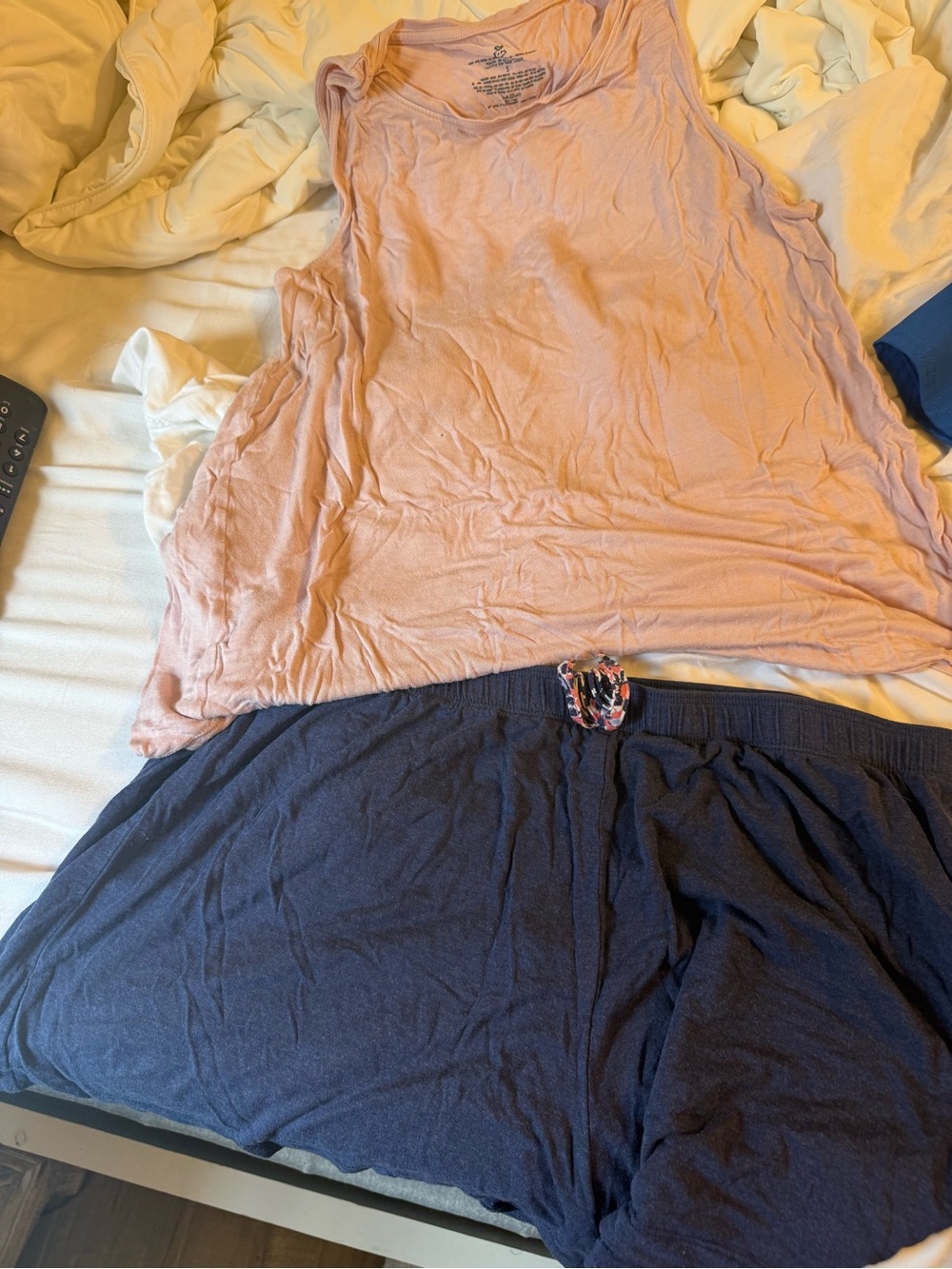 Women's Two-Piece Sleep Set - Pink Tank & Navy Shorts